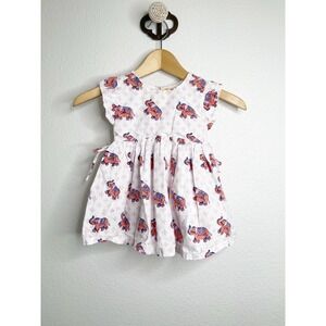 Roberta‎ Roller Rabbit Girls Elephant Print Cotton Dress White Coral Size 2